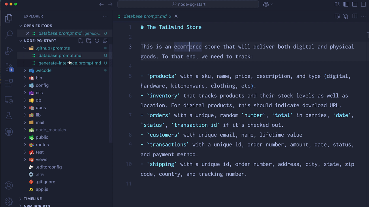 Animated gif showing how to use prompt files in chat.