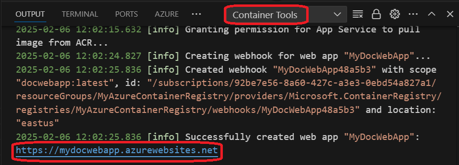 Deployment complete output
