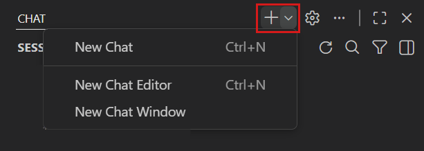 Screenshot of creating a new agent session from the Chat view.