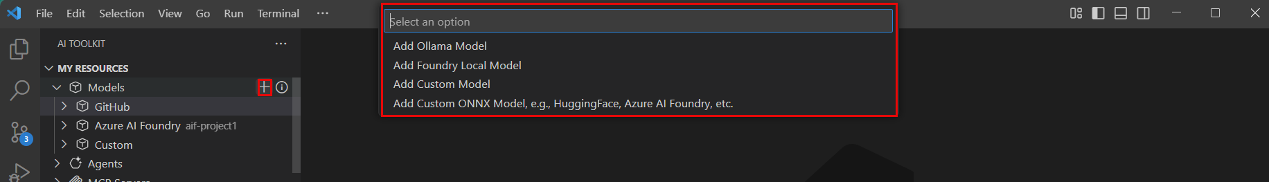 Select model type to add