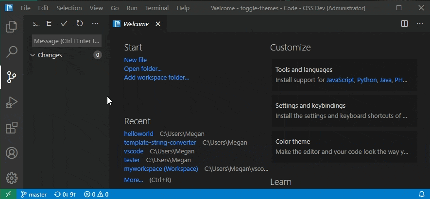 a message is typed in the SCM and the window is reloaded showing the saved message