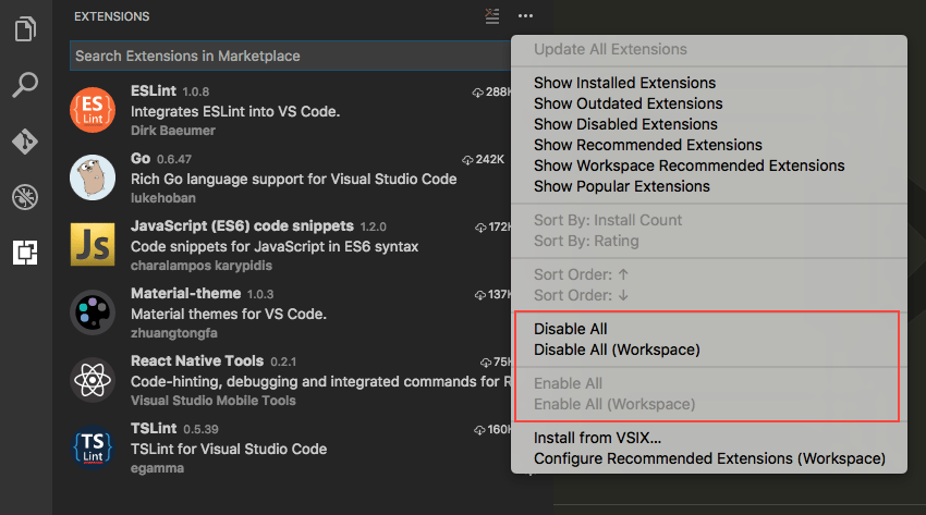 Disable All Extensions